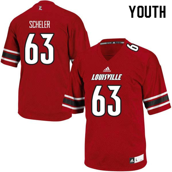 Youth Louisville Cardinals #63 Nate Scheler College Football Jerseys Sale-Red
